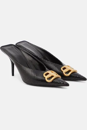 Balenciaga Mules Square Knife BB 80 in pelle metallizzata