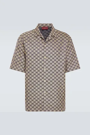 Gucci Camicia bowling in misto lino GG