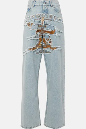 Y / PROJECT Jeans a gamba larga e vita alta con logo