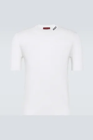 Gucci T-shirt in seta e cotone con logo