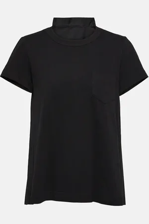 SACAI T-shirt in jersey di cotone con pieghe