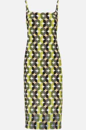 DRIES VAN NOTEN Abito midi in crêpe con stampa