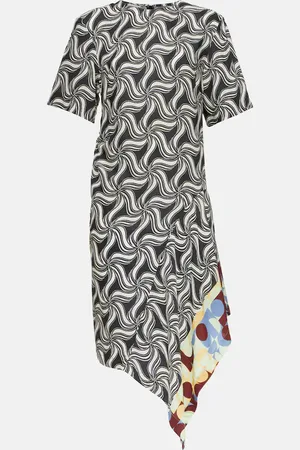 DRIES VAN NOTEN Abito midi asimmetrico con stampa