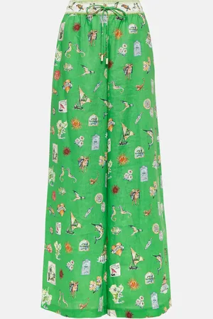 ALÉMAIS Alémais Pantaloni a gamba larga in lino con stampa