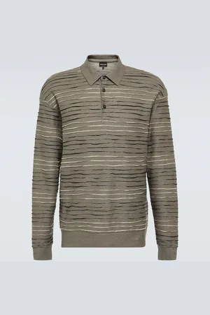 Giorgio Armani Polo in misto lino con intarsio