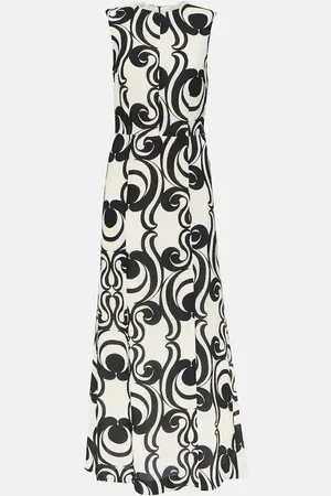 DRIES VAN NOTEN Abito lungo in crêpe con stampa