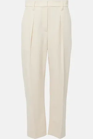 Brunello Cucinelli Pantaloni regular in misto cotone a vita alta