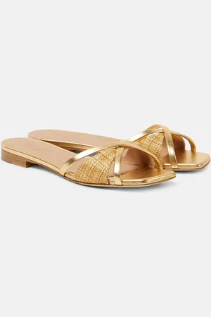 MALONE SOULIERS Sandali Penn in rafia e pelle metallizzata