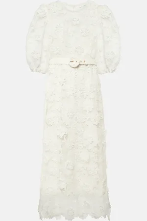 ZIMMERMANN Abito midi Halliday in pizzo floreale