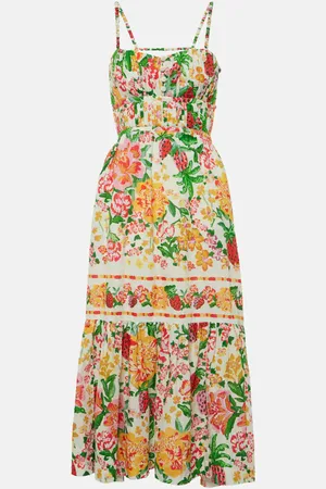 Farm Rio Abito midi Floral Sketch in cotone