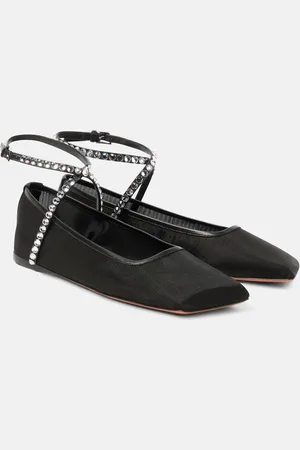 Amina Muaddi Ballerine Ane in mesh con cristalli