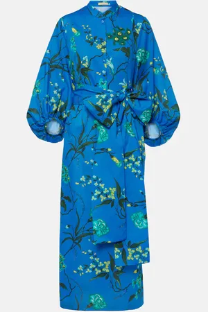 Erdem Abito midi in cotone e lino con stampa
