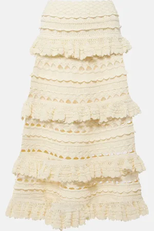 ZIMMERMANN Gonna midi Waverly in crochet con volant