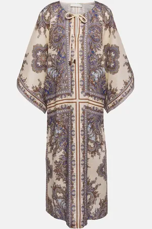 ZIMMERMANN Caftano Ottie in lino con stampa paisley
