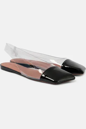 Amina Muaddi Ballerine slingback Ane Glass in vernice e PVC