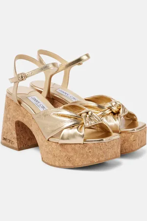 Jimmy Choo Sandali Heloise 95 in pelle metallizzata con zeppa