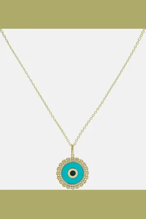Sydney Evan Collana Large Evil Eye in 14kt con diamanti e turchese