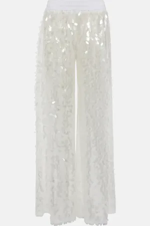 Norma Kamali Pantaloni a gamba larga con paillettes