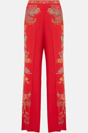 Etro Pantaloni a palazzo in crêpe de chine di seta con stampa