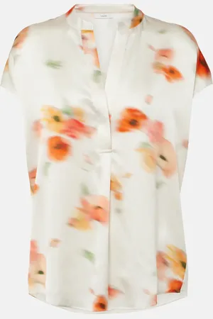 Vince Blusa in raso di seta con stampa