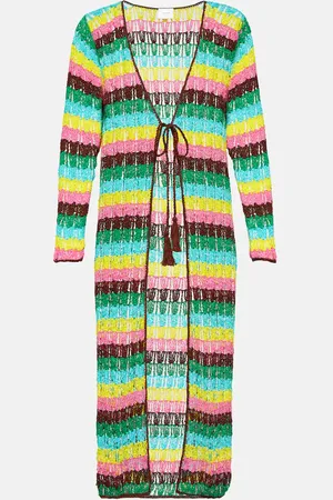 ANNA KOSTUROVA Pareo in crochet di cotone a righe