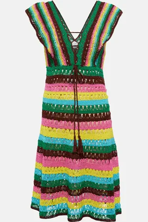 ANNA KOSTUROVA Miniabito in crochet di cotone a righe