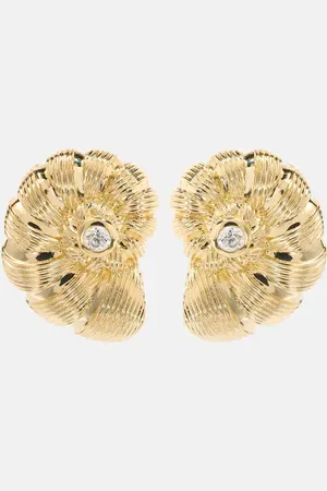 Sydney Evan Orecchini Large Nautilus Shell in 14kt con diamanti