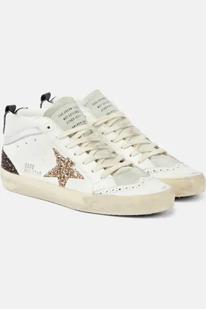 Golden Goose Sneakers Mid Star in pelle con glitter