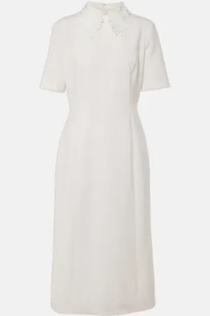 Oscar de la Renta Abito midi in misto lana con pizzo
