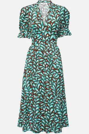 Diane von Furstenberg Abito midi Erica in cotone con stampa
