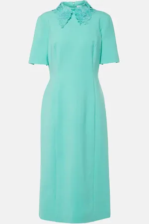 Oscar de la Renta Abito midi in misto lana con pizzo