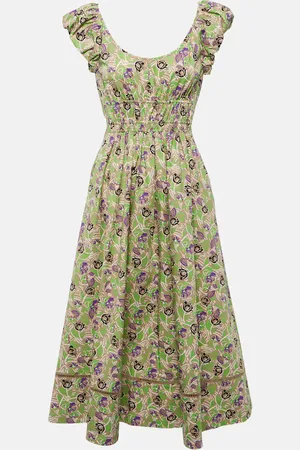 Tory Burch Abito midi in cotone con stampa floreale