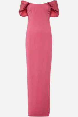 Oscar de la Renta Abito lungo in cady con scollo bardot