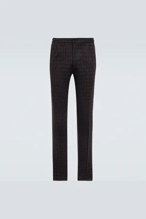 Kiton Pantaloni chino in lana a quadri