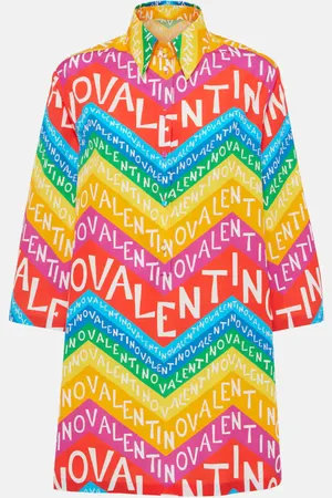 VALENTINO Abito chemisier in cotone con logo