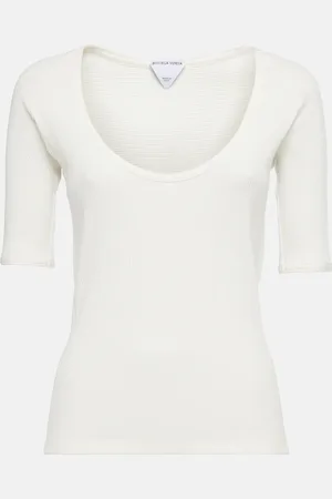 Bottega Veneta Top in jersey di misto cotone a coste