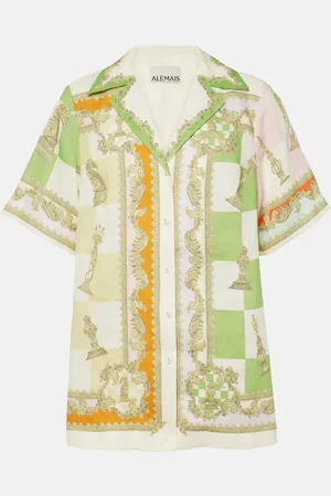 ALÉMAIS Alémais Camicia Checkmate in lino con stampa