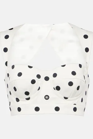 Dolce & Gabbana Top cropped in drill di misto cotone a pois