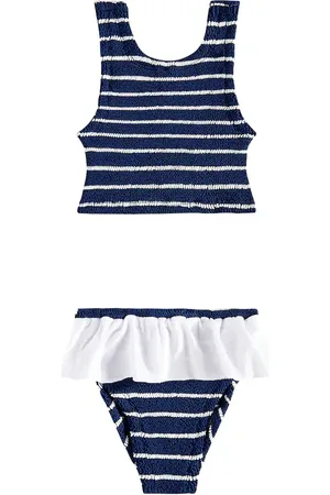 Hunza G Baby - Bikini Olive a righe con volant