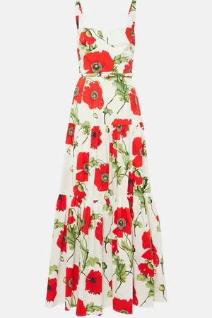 Oscar de la Renta Abito lungo in popeline di misto cotone