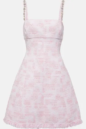 Oscar de la Renta Miniabito in tweed con cristalli