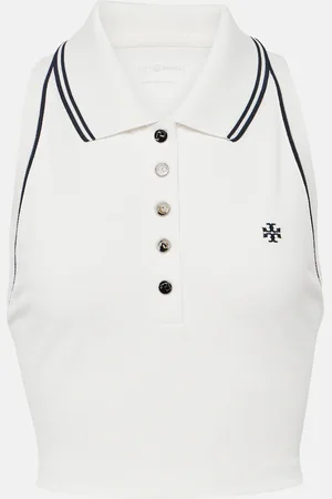 Tory Burch Polo cropped in piqué con logo