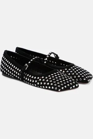 Amina Muaddi Ballerine Ane in pelle con cristalli