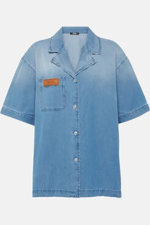 VERSACE Camicia bowling di jeans con logo