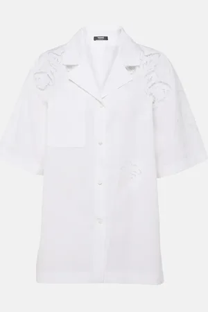 VERSACE Camicia bowling in cotone con ricamo