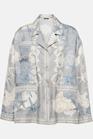 VERSACE Camicia oversized Barocco Sea in seta