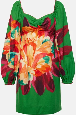 Farm Rio Miniabito Tropicart Green in misto lino