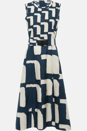 Max Mara Abito midi in popeline di cotone con stampa