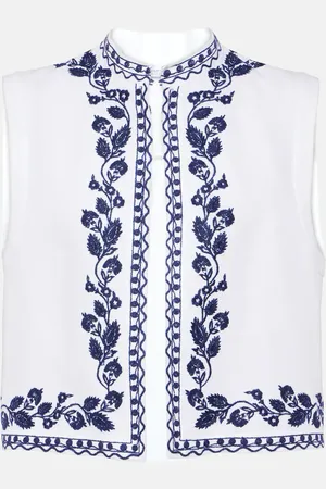 Loro Piana Gilet Dabney in lino con ricamo