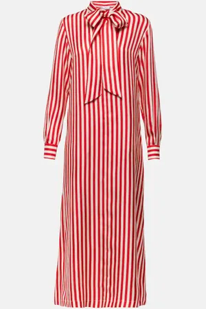 Max Mara Abito lungo Faesite in twill di seta a righe